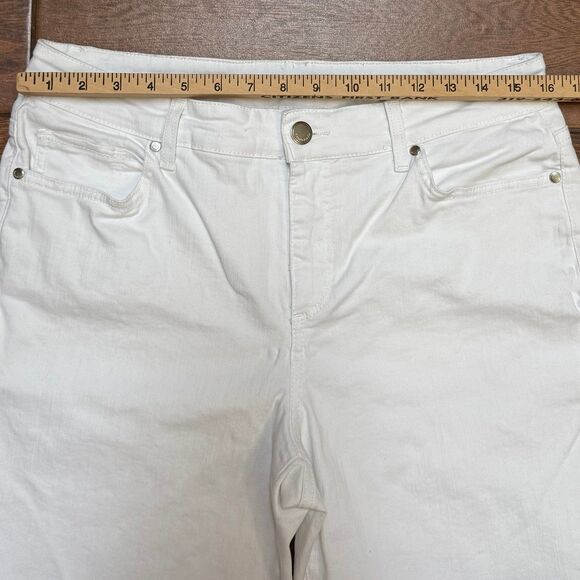 Bandolino Mandie White Stretch Denim High-Rise Straight Leg Cropped Jeans Sz 10 - Picture 3 of 8